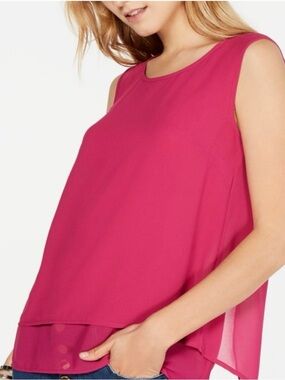 Michael Kors Women’s Criss-Cross Back Layered Tank Top Pink